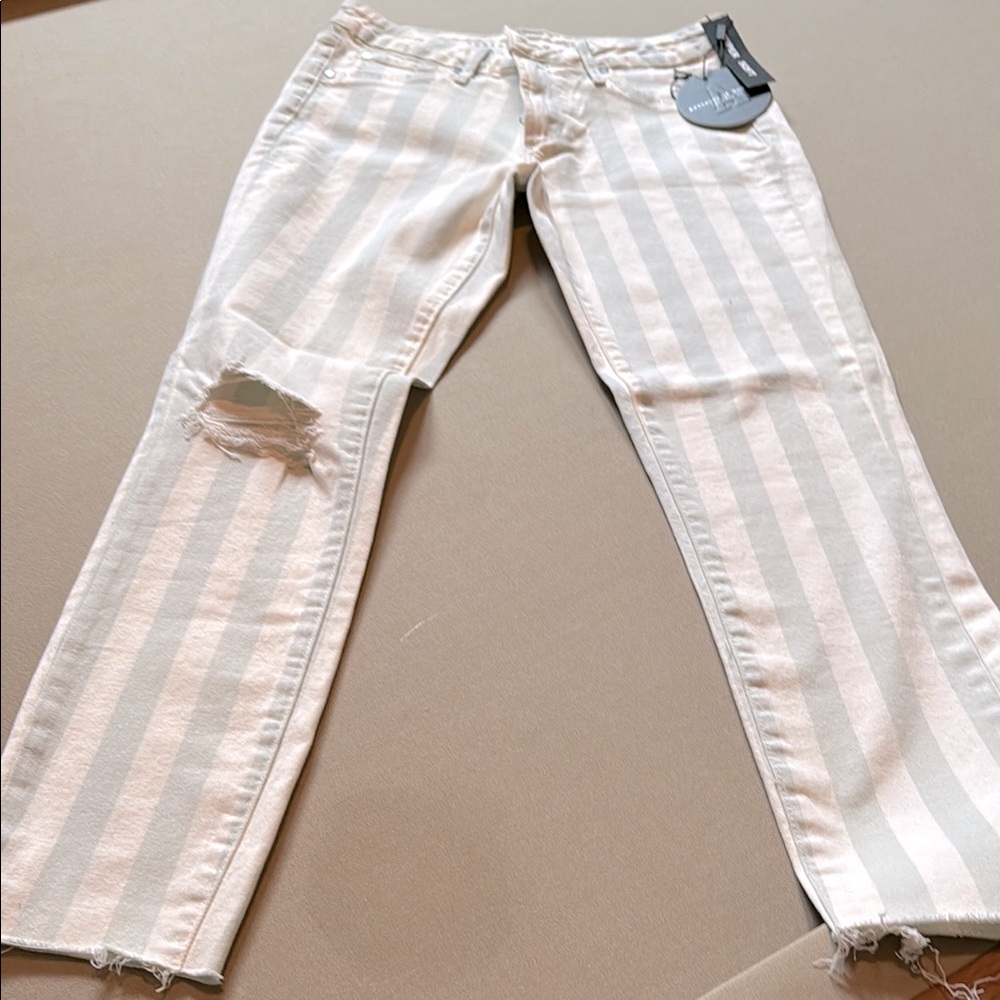 Striped Distressed Jeans